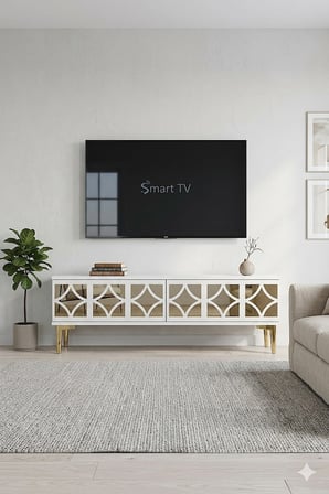 TSA1236BG ÖZ Tv Sehpası Beyaz-Gold 180cm