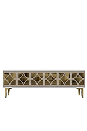 TSA1236BTG ÖZ Tv Sehpası Beyaz-Traverten-Gold 180cm