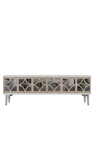 TSA1236BTS ÖZ Tv Sehpası Beyaz-Traverten-Silver 120cm