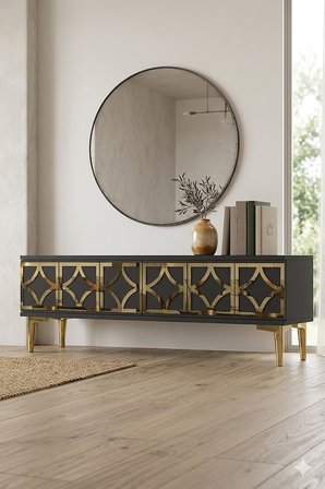TSA1237AG LEM Tv Sehpası Antrasit-Gold 120cm