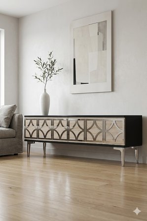 TSA1237ATS LEM Tv Sehpası Antrasit-Traverten-Silver 120cm