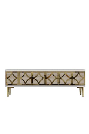 TSA1237BTG LEM Tv Sehpası Beyaz-Traverten-Gold 120cm