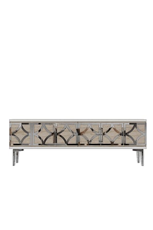 TSA1237BTS LEM Tv Sehpası Beyaz-Traverten-Silver 120cm