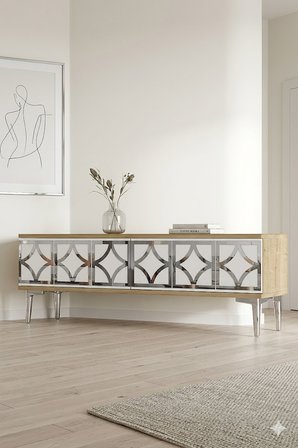 TSA1237DBS LEM Tv Sehpası Safirmeşe-Beyaz-Silver 120cm