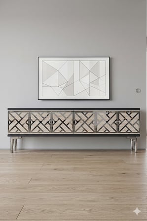 TSA1238ATS AREX Tv Sehpası Antrasit-Traverten-Silver 120cm