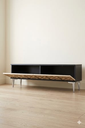 TSA1238ATS AREX Tv Sehpası Antrasit-Traverten-Silver 120cm