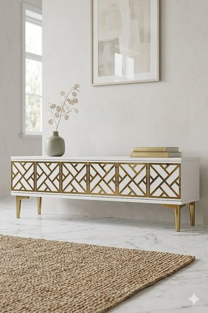 TSA1238BG AREX Tv Sehpası Beyaz-Gold 120cm