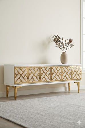 TSA1238BTG AREX Tv Sehpası Beyaz-Traverten-Gold 120cm