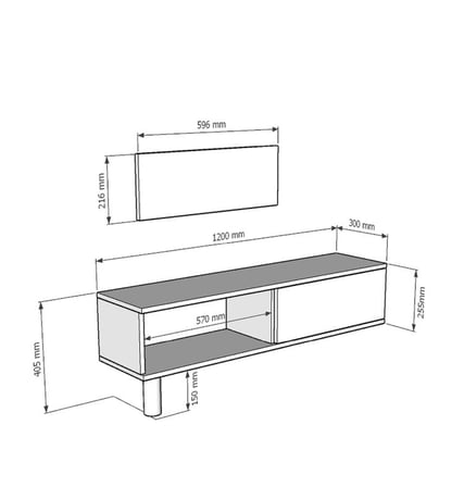 TSA1238BTG AREX Tv Sehpası Beyaz-Traverten-Gold 120cm