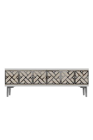 TSA1238BTS AREX Tv Sehpası Beyaz-Traverten-Silver 120cm