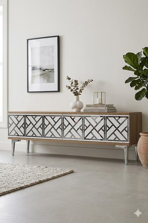 TSA1238DBS AREX Tv Sehpası Safirmeşe-Beyaz-Silver 120cm