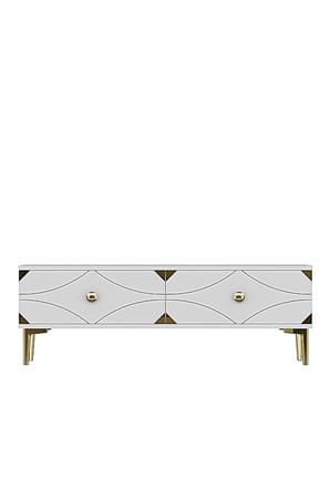 TSA1297BG ALFA Tv Sehpası Beyaz-Gold 120cm