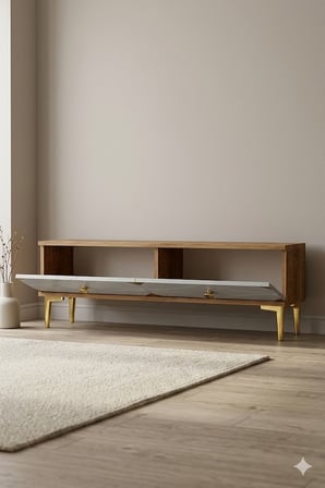 TSA1297DBG ALFA Tv Sehpası Safirmeşe-Beyaz-Gold 120cm