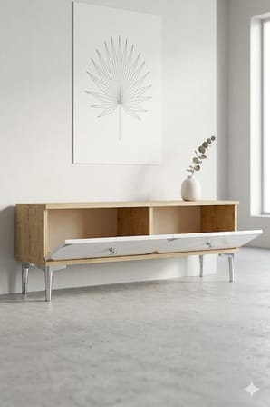 TSA1297DBS ALFA Tv Sehpası Safirmeşe-Beyaz-Silver 120cm