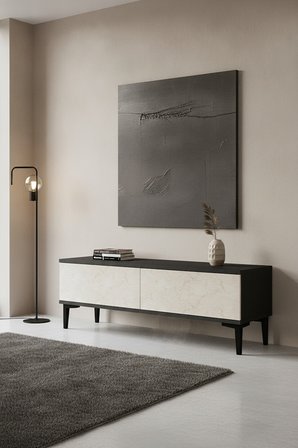 TSA1299AT APLOS Tv Sehpası Antrasit-Traverten 120cm