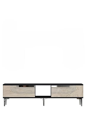 TSA1508ATS MEYRA TV Sehpası ANTRASİT-TRAVERTEN-SILVER 150CM