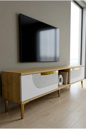 TSA1508DBG MEYRA TV Sehpası SAFİRMEŞE-BEYAZ-GOLD 150CM