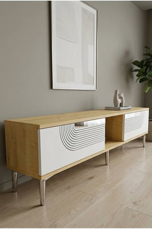TSA1508DBS MEYRA TV Sehpası SAFİRMEŞE-BEYAZ-SILVER 150CM