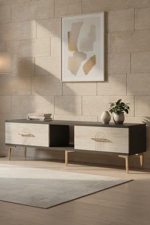 TSA1515ATG İDA TV Sehpası ANTRASİT-TRAVERTEN-GOLD 150CM
