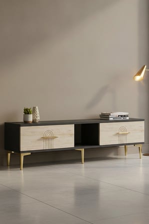 TSA1515ATG İDA TV Sehpası ANTRASİT-TRAVERTEN-GOLD 150CM