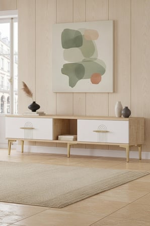 TSA1515DBG İDA TV Sehpası SAFİRMEŞE-BEYAZ-GOLD 150CM