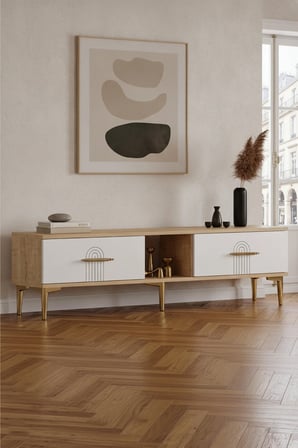 TSA1515DBG İDA TV Sehpası SAFİRMEŞE-BEYAZ-GOLD 150CM