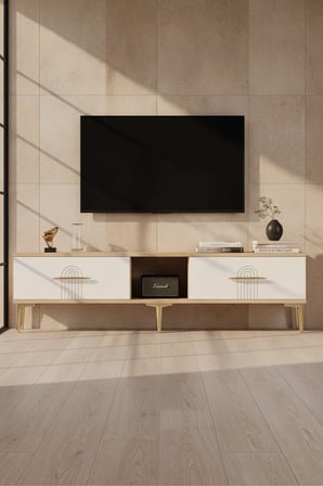 TSA1515DBG İDA TV Sehpası SAFİRMEŞE-BEYAZ-GOLD 150CM