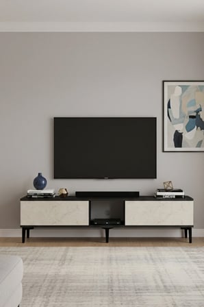 TSA1599AT APLOS TV Sehpası ANTRASİT-TRAVERTEN 150CM