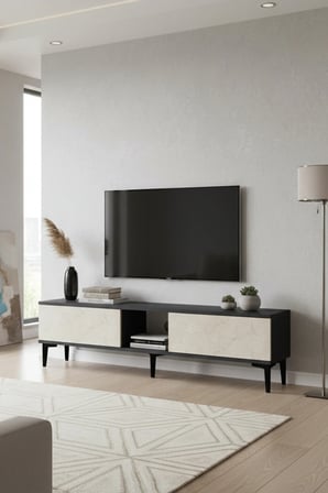 TSA1599AT APLOS TV Sehpası ANTRASİT-TRAVERTEN 150CM
