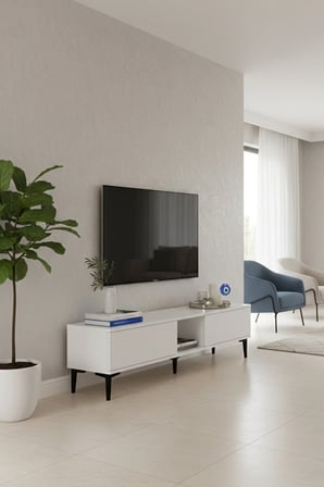 TSA1599B APLOS TV Sehpası BEYAZ 150CM