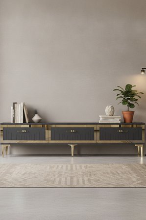 TSA1802AG TUNA Tv Sehpası Antrasit-Gold 180cm