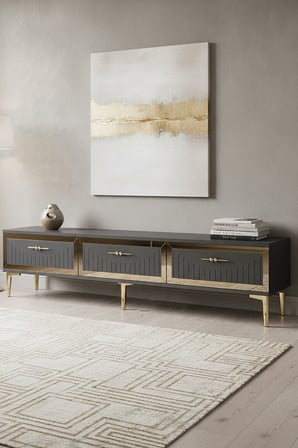TSA1802AG TUNA Tv Sehpası Antrasit-Gold 180cm