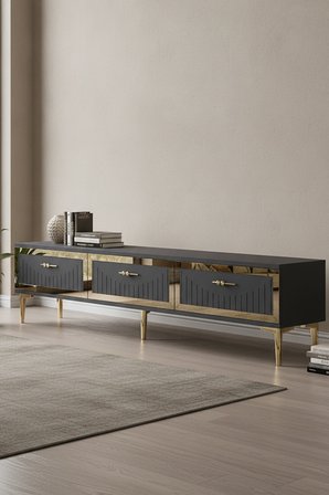TSA1802AG TUNA Tv Sehpası Antrasit-Gold 180cm