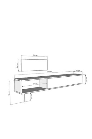 TSA1802AS TUNA Tv Sehpası Antrasit-Silver 180cm