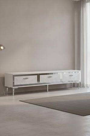 TSA1802BS TUNA TV Sehpası BEYAZ-SILVER 180CM