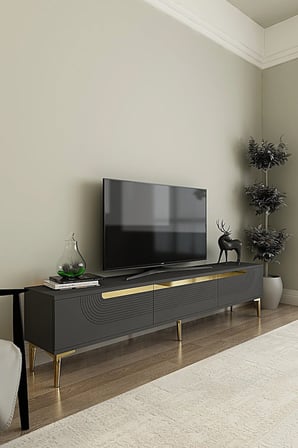 TSA1805AG MEYRA TV Sehpası ANTRASİT-GOLD 180CM