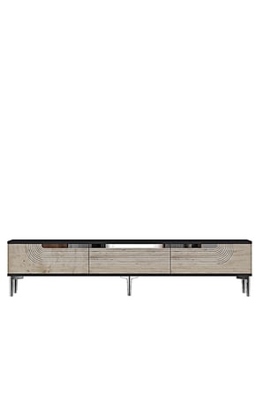 TSA1805ATS MEYRA TV Sehpası ANTRASİT-TRAVERTEN-SILVER 180CM