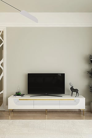 TSA1805BG MEYRA TV Sehpası BEYAZ-GOLD 180CM