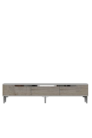TSA1805BTS MEYRA TV Sehpası BEYAZ-TRAVERTEN-SILVER 180CM
