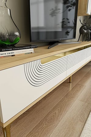 TSA1805DBG MEYRA TV Sehpası SAFİRMEŞE-BEYAZ-GOLD 180CM