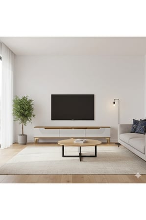 TSA1805DBG MEYRA TV Sehpası SAFİRMEŞE-BEYAZ-GOLD 180CM