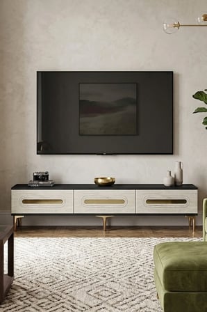 TSA1806ATG RANY TV Sehpası ANTRASİT-TRAVERTEN-GOLD 180CM