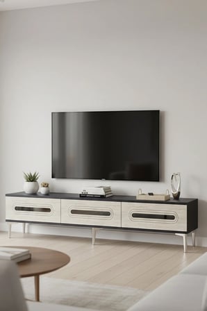 TSA1806ATS RANY TV Sehpası ANTRASİT-TRAVERTEN-SILVER 180CM