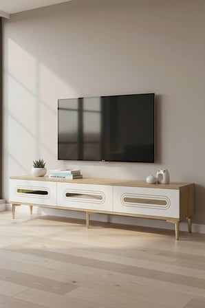 TSA1806DBG RANY TV Sehpası SAFİRMEŞE-BEYAZ-GOLD 180CM