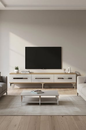TSA1806DBS RANY TV Sehpası SAFİRMEŞE-BEYAZ-SILVER 180CM