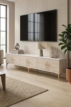 TSA1815BT İDA TV Sehpası BEYAZ-TRAVERTEN 180CM