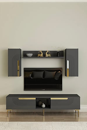 TVR1502AG MEYRA TV Ünitesi Takımı ANTRASİT-GOLD 150CM