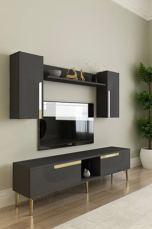 TVR1502AG MEYRA TV Ünitesi Takımı ANTRASİT-GOLD 150CM