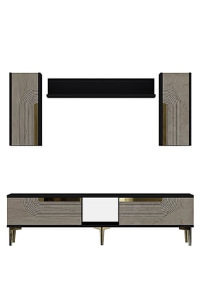 TVR1502ATG MEYRA TV Ünitesi Takımı ANTRASİT-TRAVERTEN-GOLD 150CM