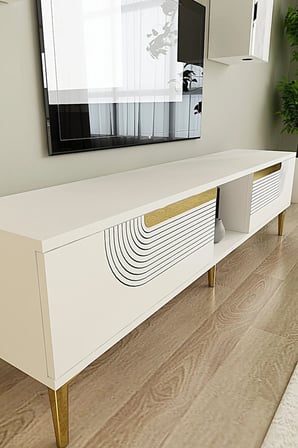 TVR1502BG MEYRA TV Ünitesi Takımı BEYAZ-GOLD 150CM